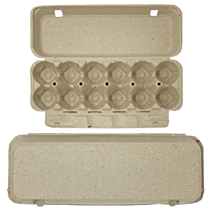 12-Egg Flat Top Egg Cartons - Natural Kraft