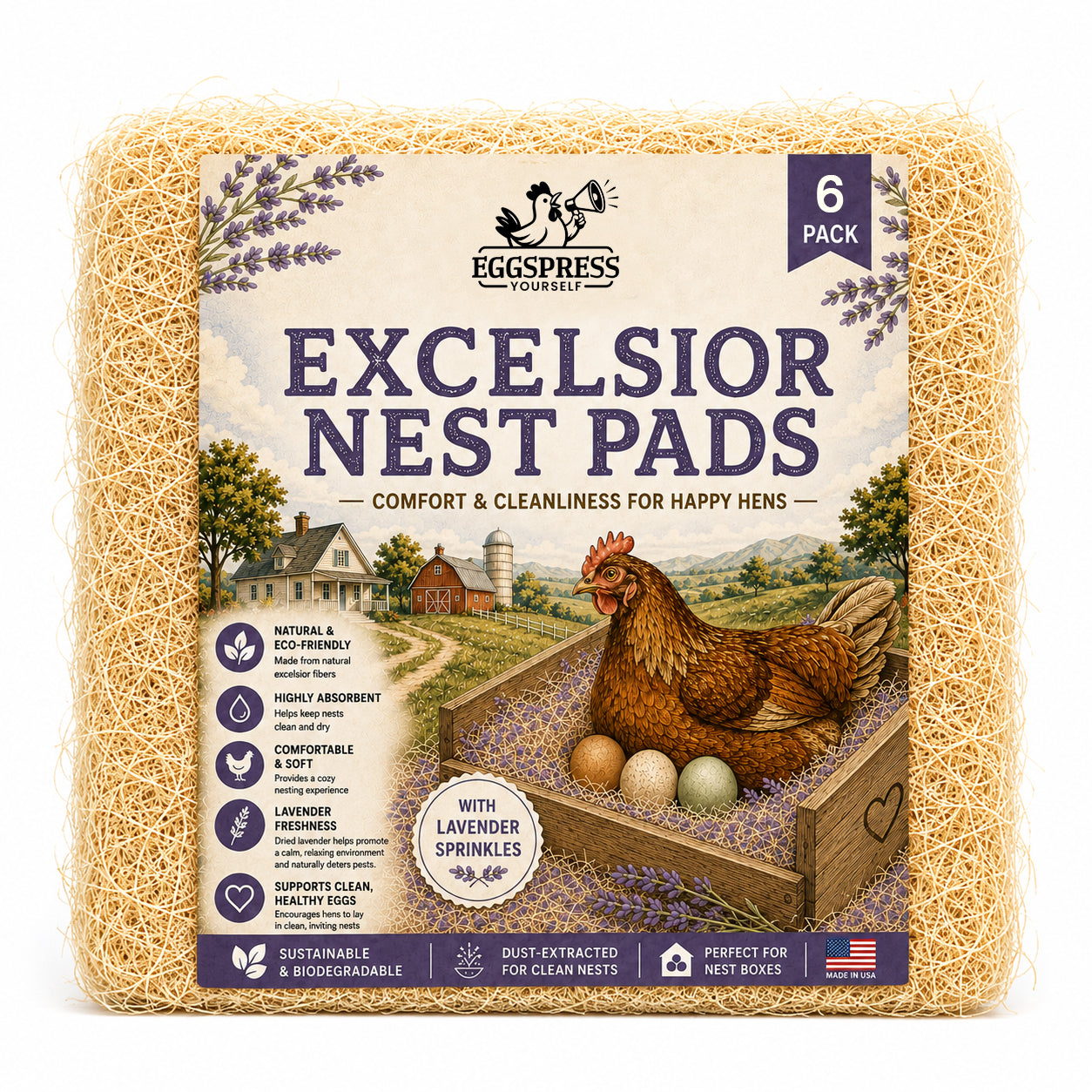 Aspen Nesting Pads with Lavender – 6 Pack
