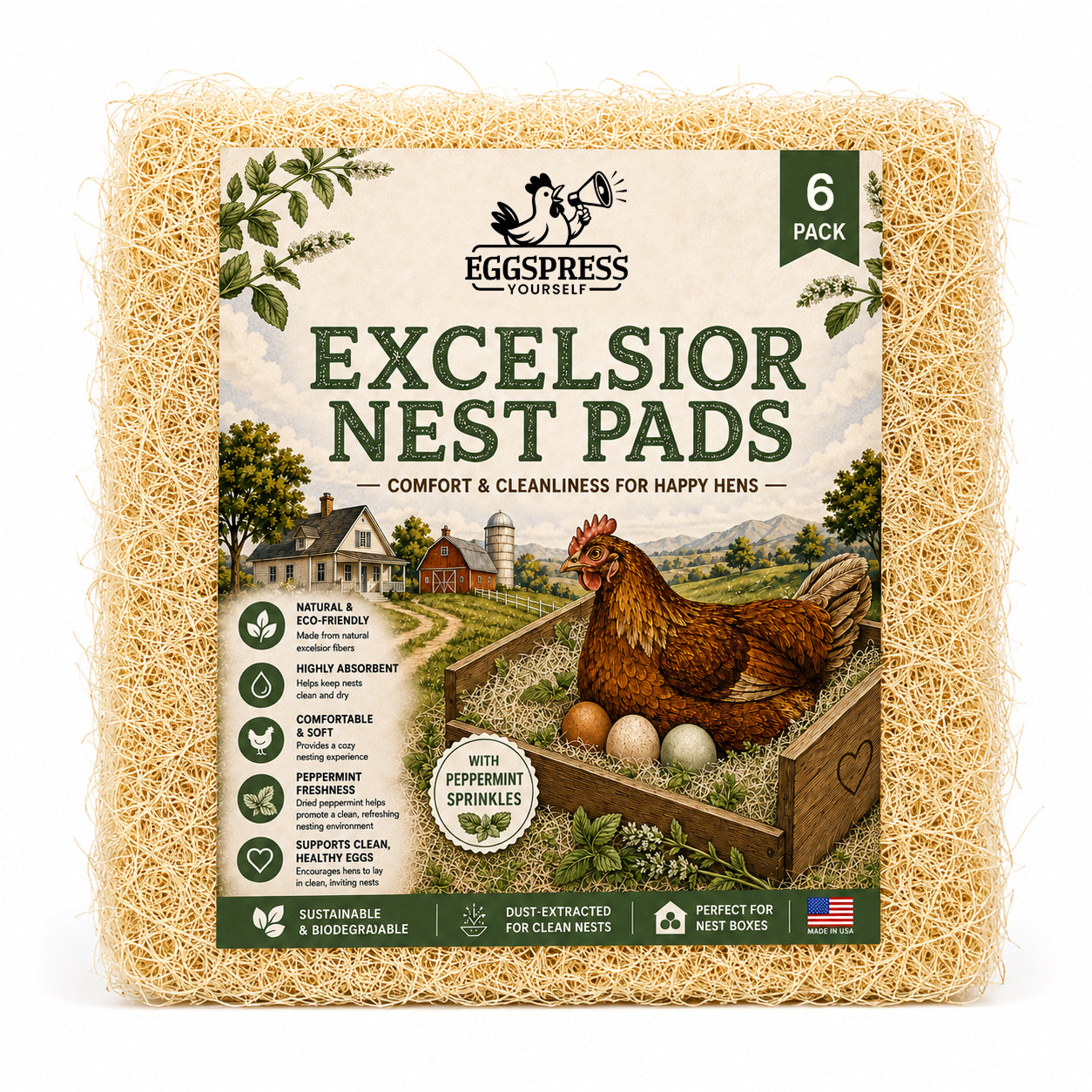 Aspen Nesting Pads with Peppermint – 6 Pack