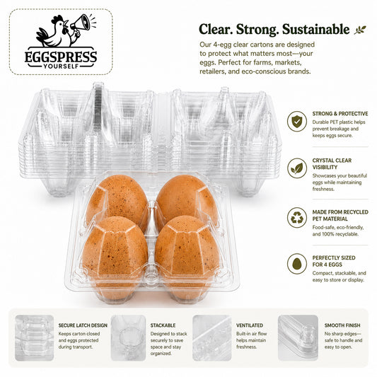 Clear 4-Egg Plastic Cartons