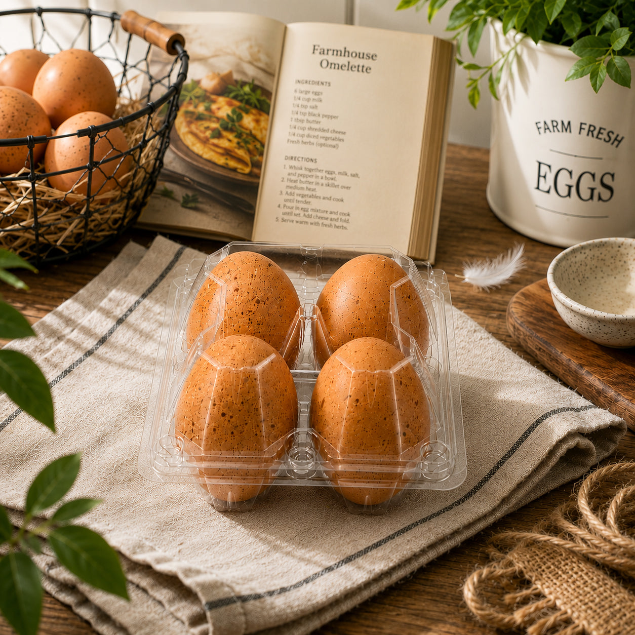 Clear 4-Egg Plastic Cartons